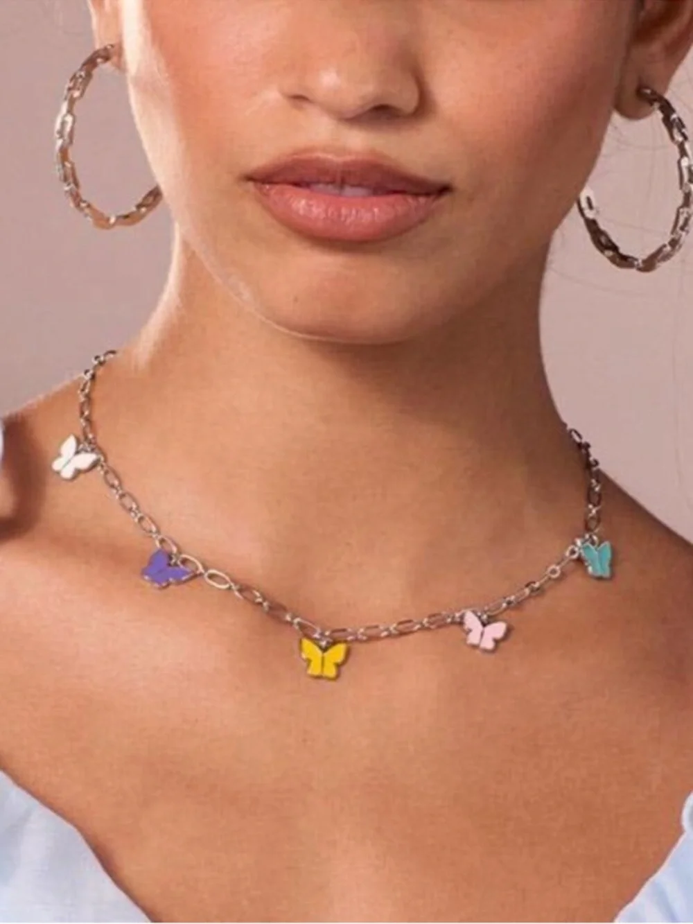 Park Lane Silver Avery Multicolor Enamel Butterfly Necklace